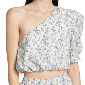 En SAISON Maeve Floral One Shoulder Puff Crop Blouse